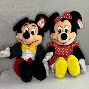 Disney Mickey and Minnie Plush Duo - Black, Red, Yellow